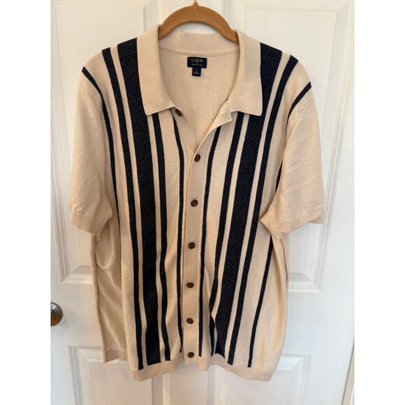 J Crew Factory Mens Striped Button Front Sweater Retro Look Size L - Picture 8 of 11